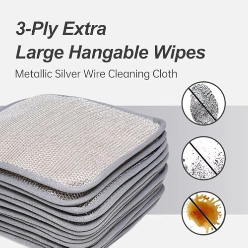 Upgraded 2025 Metal Scrub Sponges – 3-Layer Non-Scratch Dish Cloths with Diamond Weave | Reusable Stainless Steel Mesh Scrubber for Pots, Pans, Dishes, Stove & Kitchen Cleaning (5)