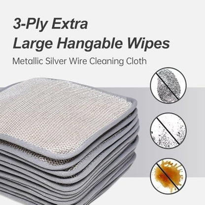 Upgraded 2025 Metal Scrub Sponges – 3-Layer Non-Scratch Dish Cloths with Diamond Weave | Reusable Stainless Steel Mesh Scrubber for Pots, Pans, Dishes, Stove & Kitchen Cleaning (5)