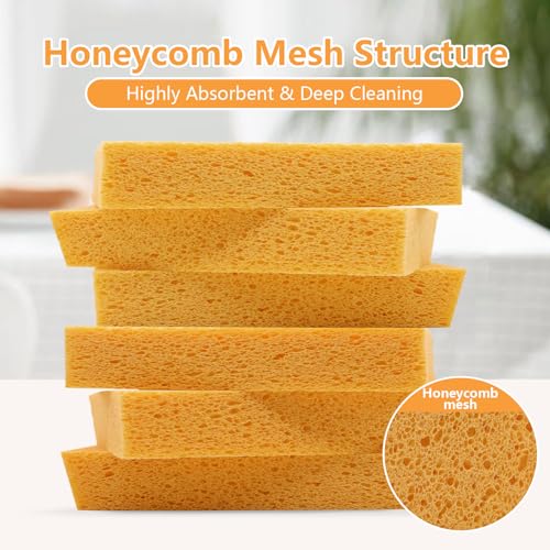 Cellulose Sponges, Large Size 4" x 6" x 1" - Heavy Duty Scrub Kitchen Sponge, Clean Tough Messes Without Scratching Kitchen Cleaning Pads, Pop Up Eco DIY (6 Pack), Yellow - color: Yellow