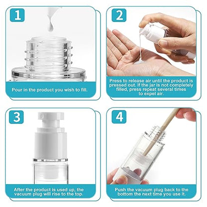 Bubimon Airless Pump Jars, Cosmetic Containers, Leak Proof Refillable jar for Toiletries, Cream Lotion, Eye Cream, Liquid, Foundation, Shampoo (BPA Free) (White, 18) - color: White, size: 18