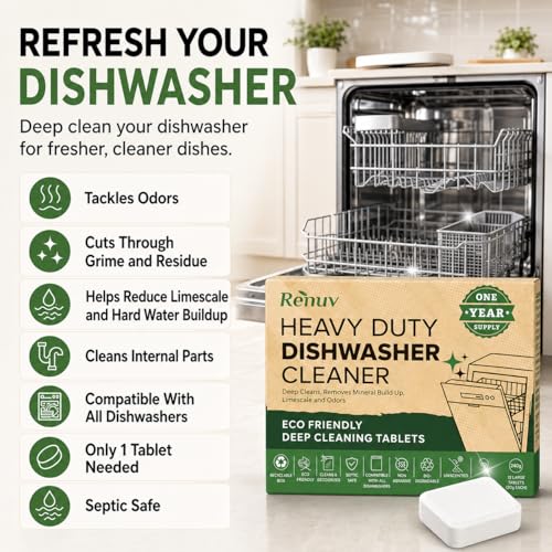 Renuv® Washing Machine Cleaner + Dishwasher Cleaner Bundle | Heavy Duty Appliance, Deep Cleaning, Descaling, Deodorizing - style: Washing Machine + Dishwasher Cleaner