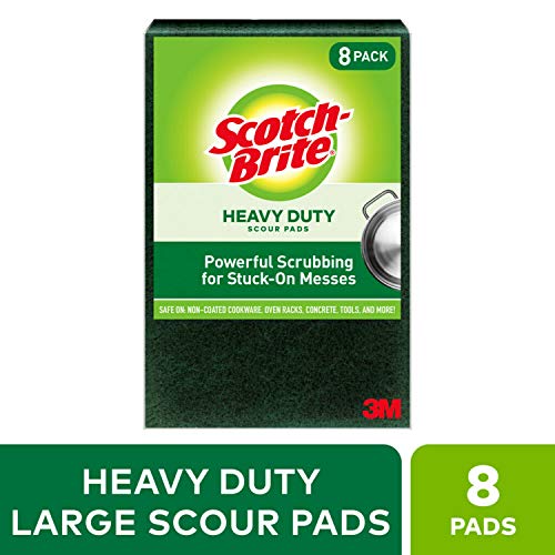 Scotch-Brite Heavy Duty Large Scour 8 Pads, Scouring Pads for Kitchen and Dish Cleaning, (Pack of 4) - size: 8 Pads (Pack of 4), style: Large