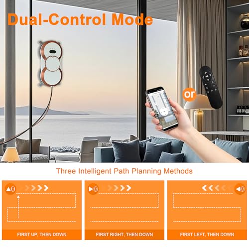 Automatic Window Cleaning Robot with Dual Spray & 3000Pa Suction, Smart Glass Cleaner for High-Rise & Hard-to-Reach Windows, Frameless Edge Detection, Anti-Drop Safety System APP Remote