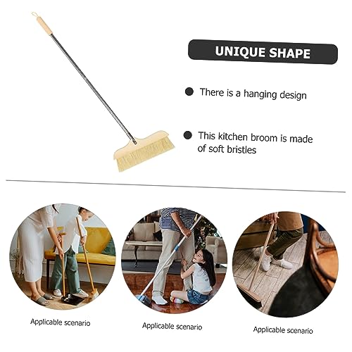 Luxshiny Metal Handle Wooden Broom Bristle Brush Soft Bristles for Household Floor Cleaning