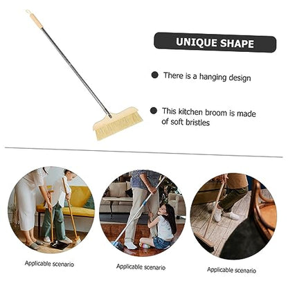 Luxshiny Metal Handle Wooden Broom Bristle Brush Soft Bristles for Household Floor Cleaning