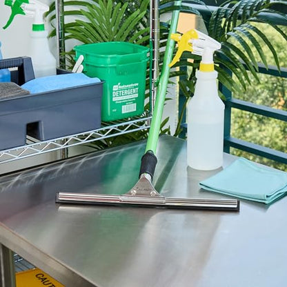 Restaurantware-Clean Tek Professional 13.78 Inch Window Squeegee, 1 Cleaning Squeegee with Rubber Blade - No-Slip Handle, Clean Mirror Or Car Windshield, Stainless Steel Wiper for Glass Door - size: 13 3/4", style: Stainless Steel, with Black Rubber Grip