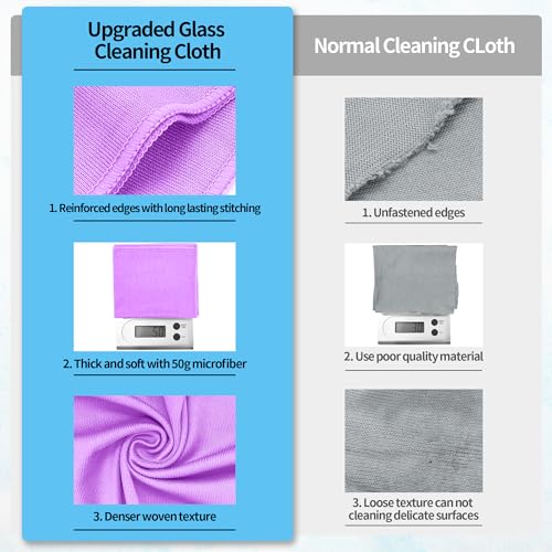 Microfiber Cleaning Cloth - 10 Pack Glasses Cleaning Cloth, 16" x 14" Window Cleaning Rags, Streak Free Lint Free Polishing Cloths Wipes for Eye Glass, Stainless Steel, Windshield, Purple - color: Purple, size: 16" x 14"