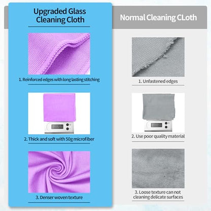 Microfiber Cleaning Cloth - 10 Pack Glasses Cleaning Cloth, 16" x 14" Window Cleaning Rags, Streak Free Lint Free Polishing Cloths Wipes for Eye Glass, Stainless Steel, Windshield, Purple - color: Purple, size: 16" x 14"
