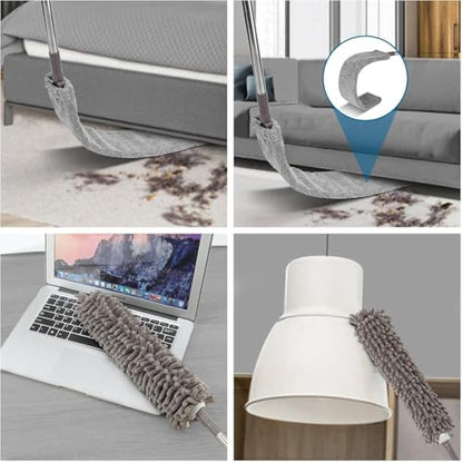 7 Pcs Microfiber Feather Duster with 100-inch Telescopic Extendable Pole, Washable and Reusable Cobweb Duster Kit, Dusters for Cleaning High Ceiling,Fan,Furniture,Blinds - color: 7pcs