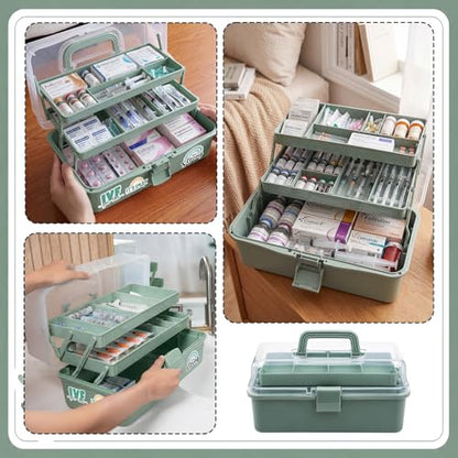 Mifoci Haze Green IVF Medication Organizer Gift Caddy 3-Layer Plastic Dividing Storage Box with Adjustable Spacers IVF Meds Must Haves Organize Supplies Womens Home Utility Box - color: Haze Green