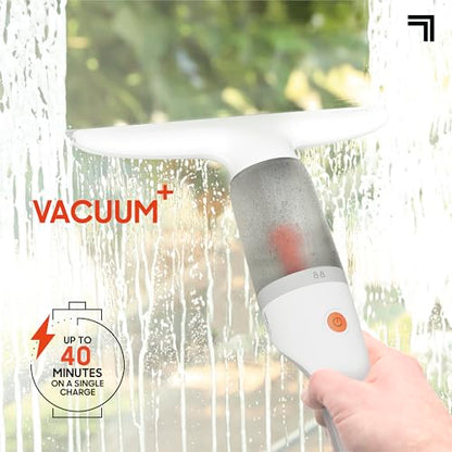 Sharper Image® 2-in-1 Window Vacuum Cleaner Kit – Cordless Squeegee, Spray Bottle, 11" Blade, 2 Washable Microfiber Pads| Cleaning Supplies Tool Set| Glass, Mirrors, Shower, Windows, Car Windshield