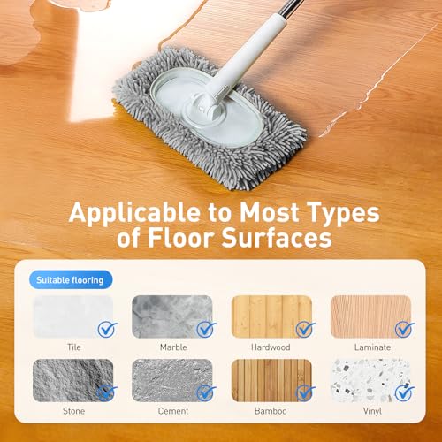 6 Pack Reusable Microfiber Mop Pads Compatible with Sweeper Mops, Replacement Mopping Pads Dry Sweeping Cloths, Washable Chenille Flat Mops Refills for Mopping Floor Cleaning (Mop is not Included) - color: Gray
