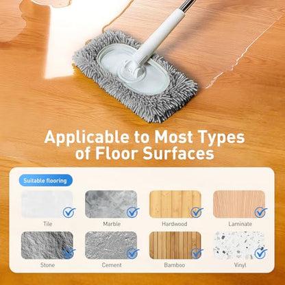 6 Pack Reusable Microfiber Mop Pads Compatible with Sweeper Mops, Replacement Mopping Pads Dry Sweeping Cloths, Washable Chenille Flat Mops Refills for Mopping Floor Cleaning (Mop is not Included) - color: Gray