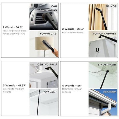 For Miele C1 C2 C3 Vacuum Attachments Accessories for High Ceilings, Venetian Blinds, Fans, Cobwebs & High Up Spaces: : 4 Pack Vacuum Extension Wands, Flexible Dust Brush, Horse Hair Dusting Brush