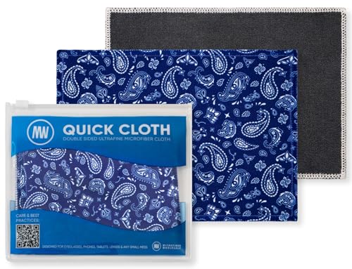 Microfiber Wholesale Quick Cloth Glasses Cleaning Cloths–5x7 Paisley Blue 2-Pack with Case | Double-Sided Lens Cleaner for Eyeglasses, Camera, Screens Glass | Reusable Microfiber Glass Polishing Cloth - color: Blue Paisley, size: 5"x7"