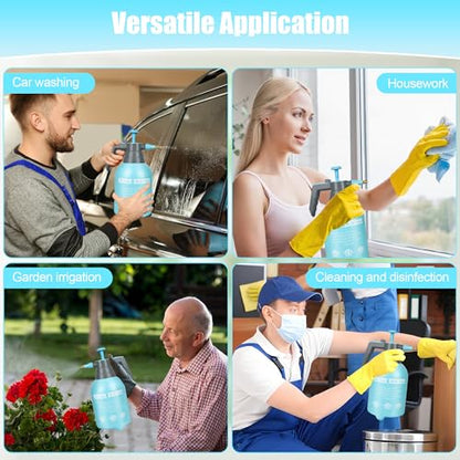 3 Pcs 1/2 Gallon Plastic Handheld Pump Sprayer – Garden Pressure Sprayer Bottle with Adjustable Nozzle for Plants, Cleaning, Household Tasks –Blue - color: Blue, size: 1/2 Gallon