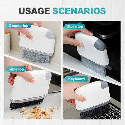 2-in-1 Groove Cleaning Brush with Hidden Scraper, Window Track Cleaner Tool for Sliding Doors & Sills, Hard Bristle Crevice Brush for Narrow Gaps (Light Grey-3pcs) - color: Light Grey-3pcs