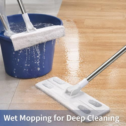 EVGATSAUTO Dust Mop for Home with Washable Microfiber Pad, Static Dusting Mop, Multifunctional Wet and Dry Floor Duster for Hardwood, Tile, Laminate Floors