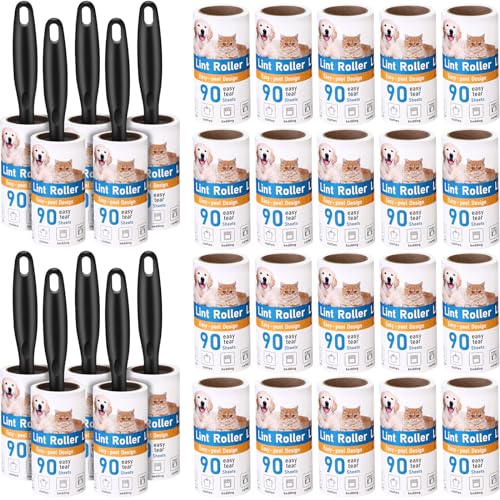 FoldTier 2700 Sheets Lint Rollers for Pet Hair Extra Sticky Portable Lint Remover Brush Roller with 10 Handles 30 Refills Pet Hair Remover for Couch, Clothes Furniture and Carpet Dog Cat