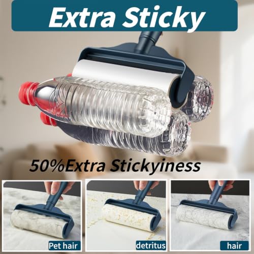 6.3 Inch Extra Sticky Lint Roller Refills, 360 Sheets Total (6 Rolls x 60 Sheets), Large Pet Hair Remover Refill Rolls for Cat and Dog Hair Removal，Clothes，Carpet，Couch，Floor，dust - size: 6.3 inch 360 sheets