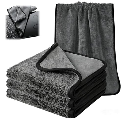 Liberty Cloth Cleaning Towels, 600GSM Microfiber Towels, Ultra Absorbent Lint-Free for Car & Home Use (Gray600g/㎡ 3pcs,30 * 40cm) - size: 30*40cm