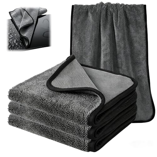 Liberty Cloth Cleaning Towels, 600GSM Microfiber Towels, Ultra Absorbent Lint-Free for Car & Home Use (Gray600g/㎡ 3pcs,30 * 40cm) - size: 30*40cm