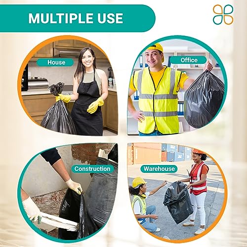 PlasticMill Contractor Bags Heavy Duty - Commercial, Industrial Garbage Bags - Clear Construction Trash Bags - Outdoor, Garden Trash Bags, 100-Gallon, 3 Mil, 67"x79" (25-Count)