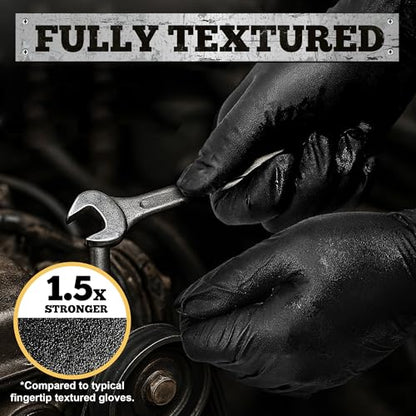 TitanFlex Heavy Duty Black Nitrile Gloves, 6 Mil, Fully Textured, Mechanic Disposable Gloves, Latex Free, Powder Free - color: 02 Black (M, 100ct)