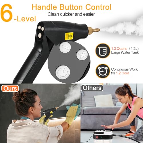 Foandbevi Handheld Steam Cleaner, 2500W High Pressure Multi-Surface Steam Cleaner for Home Use, Car Steamer For Cleaning Auto Detailing Kitchen Floors Tools - color: Black