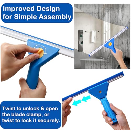 Window Cleaning Kit with 3 Gallon Bucket | 63" Long Handle 14" Window Squeegee & 15" Microfiber Scrubber, Multi‑Purpose Window Washing Tools for Home Car Outdoor Commercial