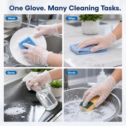 ForPro Disposable Vinyl Gloves, Industrial Grade, Powder & Latex Free, Non-Sterile, Food Safe, 2.75 Mil Palm, 3.9 Mil Fingers - color: Clear, size: Large (Pack of 100)