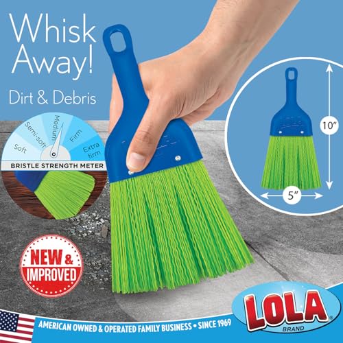 LOLA Heavy Duty Whisk Broom, Hand Brush, Durable Bristles, Whisks Away Dirt & Debris, Compact, Hang Hole for Easy Storage, Indoor/Outdoor, 1 Pack - size: 1 Count, style: 2026 Model