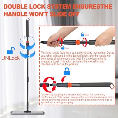 18 Professional Microfiber Mop Large Flat Mops for Floor Cleaning 4 Reusable Washable mop Pads Hardwood Cleaning System Wet and Dust Mop with 61in Long Stainless Steel Handle - size: 18 IN