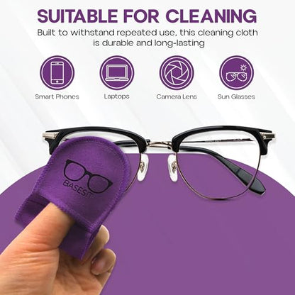 Finger Grip Eyeglass Cleaner (4 Pack) – Premium Microfiber Glasses Cleaning Cloth for Eyeglasses, Sunglasses, Phone Screen & Camera Lens (Orange/Purple) - color: Orange/Purple