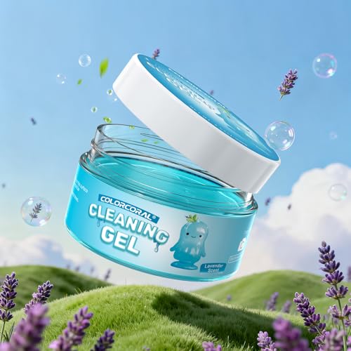 ColorCoral Car Cleaning Gel (Lavender Scent,Blue),Reusable Dust Cleaning Gel for Car Interior Cleaning Kit, Auto Vent Cleaner，Keyboard Cleaner Gel for Cleaning Dust and Debris from Corners, Crevices
