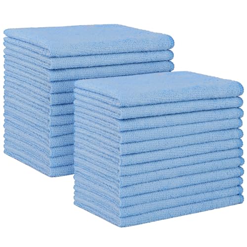 HOMEXCEL Blue Microfiber Cleaning Cloth, 24 Pack Absorbent Cleaning Rags, Lint-Free, Streak-Free Cleaning Towels for Car Kitchen House, 12"X11" - color: Blue, size: 12 x 11 inch