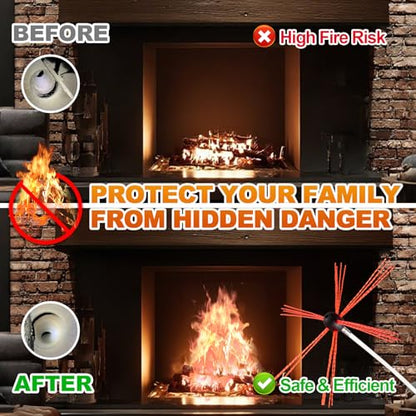 Bluesea 23 Feet Chimney Sweep Kit, Ergonomic Chimney Cleaning Kit, Extends Up to 23 Feet, Chimney Cleaner, Chimney Cleaning Tools, Chimney Cleaning System with Strong Brush, 7 Flexible Chimney Rods - size: 23 feet