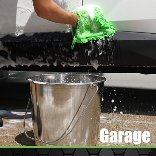 Grip Stainless Steel Bucket (4 Gallon) - Great for Pets, Cleaning, Food Prep - Hang on Fences, Cages, Kennels - Home, Garage, Workshop - size: 4 Gallon