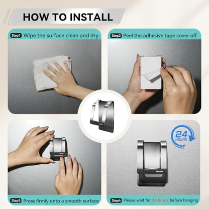 KIHOGEM Spray Bottle Hanger, Adhesive Spray Bottle Hook Stainless Steel Spray Bottle Holder Wall Mount Non Drilling for Cabinet, Kitchen or Under Sink (4pcs) - color: Sliver