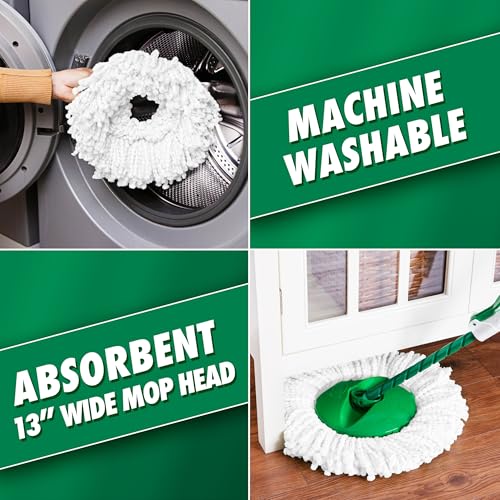Libman Tornado Spin Mop System with Refill Heads, Microfiber Spinning Mop and Bucket with Wringer Set for Home, Floor Cleaning of Hard-Wood, Laminate, Tile, All Surface Cleaner - style: Spin Mop Plus 3 Refills