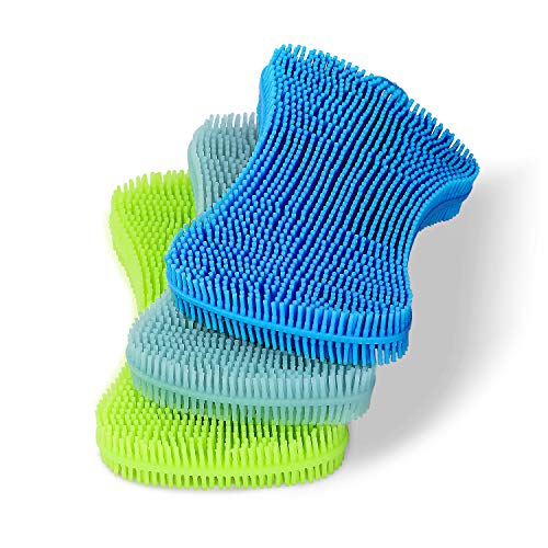Geloo.Silicone Sponge Dish Brush, Double Sided Cleaning Brush for Dishes, Kitchen Gadgets and Accessories (3 Pack)