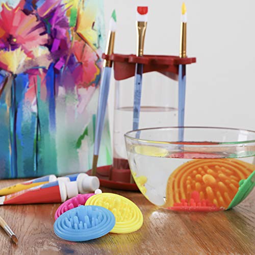 Paint Puck Paint Brush Cleaner (3-Pack, Green) – Reusable Silicone Insert with Suction & Nubs for Cleaning Acrylic, Oil & Watercolor Brushes – Fits Cups for Classroom, Studio & Home Use - color: Green