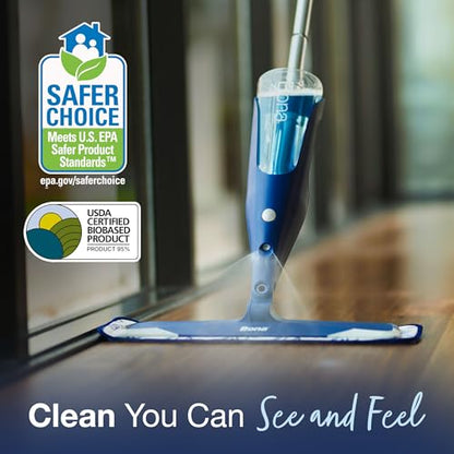 Bona Hardwood Floor Premium Spray Mop - Includes Wood Floor Cleaning Concentrate and Machine Washable Microfiber Cleaning Pad - Dual Zone Cleaning Design for Faster Cleanup - style: Premium Spray Mop: Concentrate Packet
