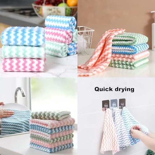 21 Pack Kitchen Towels Dish Towels Microfiber Cleaning Cloths – Ultra-Soft, Absorbent & Reusable 10" x 10" Lint Free Cloths Microfiber Cleaning Rags Reusable Washcloths for Furniture, Car, Tea, Bowl.