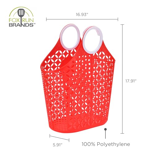Fox Run Red Garden Harvest Basket with Built-In Handles, 6" x 14" x 18" Plastic Cleaning Caddy and Laundry Tote - color: Red