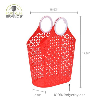 Fox Run Red Garden Harvest Basket with Built-In Handles, 6" x 14" x 18" Plastic Cleaning Caddy and Laundry Tote - color: Red