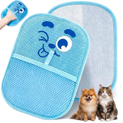 Pet Hair Removal Glove for Cats & Dogs, Reusable Electrostatic Fur Remover for Couch, Carpet, Clothing & Car Seat, Thickened Washable Fabric Cleaner with Hanging Loop, Blue Cozy Home