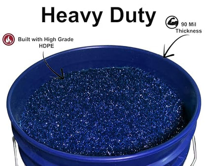 MKS Plastics 5-Gallon Bucket with Airtight Lid – Made in USA, Food Grade BPA Free Plastic, Heavy Duty Multi-Use, Metal Handle with Grip, Stackable Storage – Fina Blue, 1 Pack - color: Fina Blue, size: 1