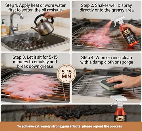 Oven Cleaner Heavy Duty – Foam Spray for Kitchen Grease, Stovetop, Grill, Cookware, Countertop, Baked-On Food, Multi-Surface Degreaser (100ml, 1PC)
