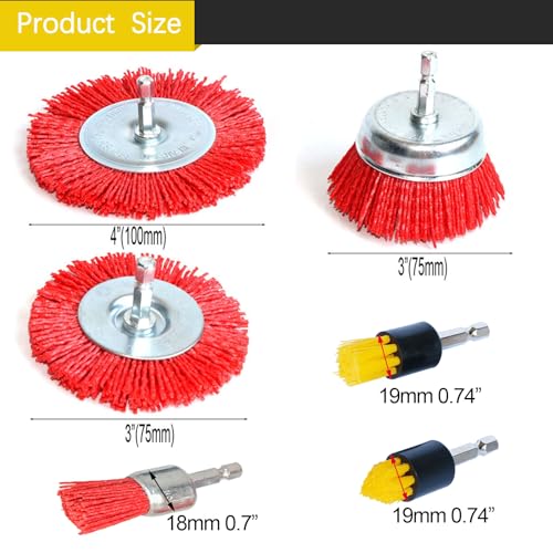 FPPO 8Pcs 3 Inch Assorted Cup Brushes Abrasive Wire Nylon Cup Brush for Drill,Grit 80 120 320 with 1/4" Shank (8) - style: mix8pcs